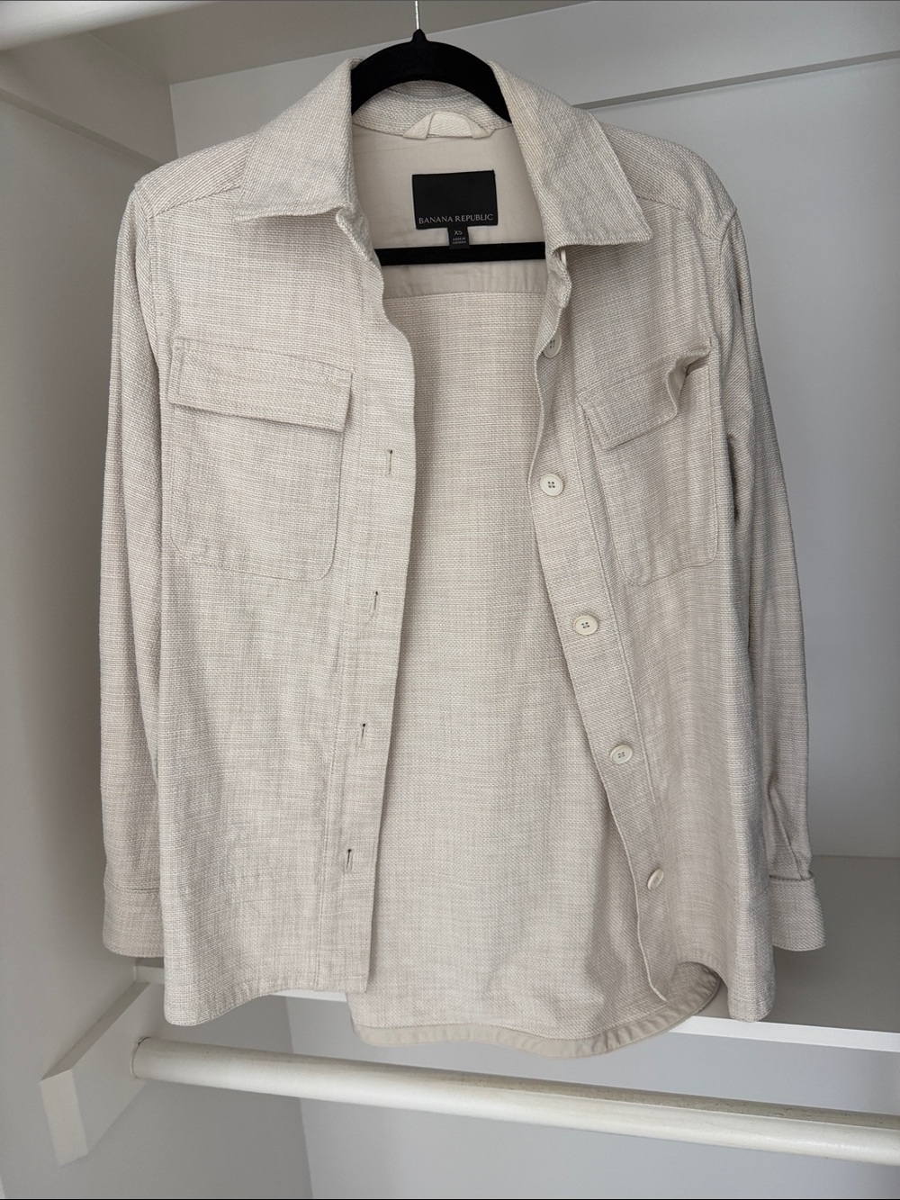 Banana Republic Light Beige Woven Shirt Jacket